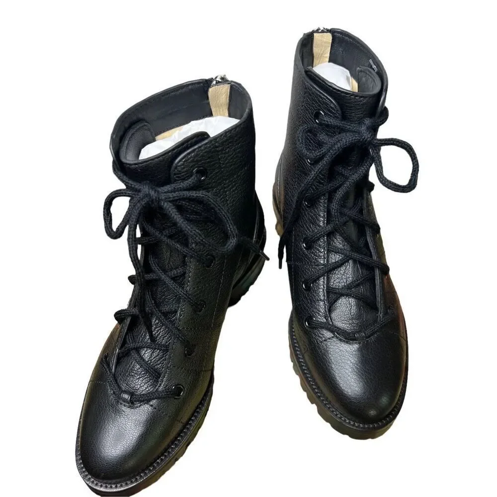 Jimmy Choo Black Leather Cruz Combat Boots NWB Size 35 - Picture 2 of 12